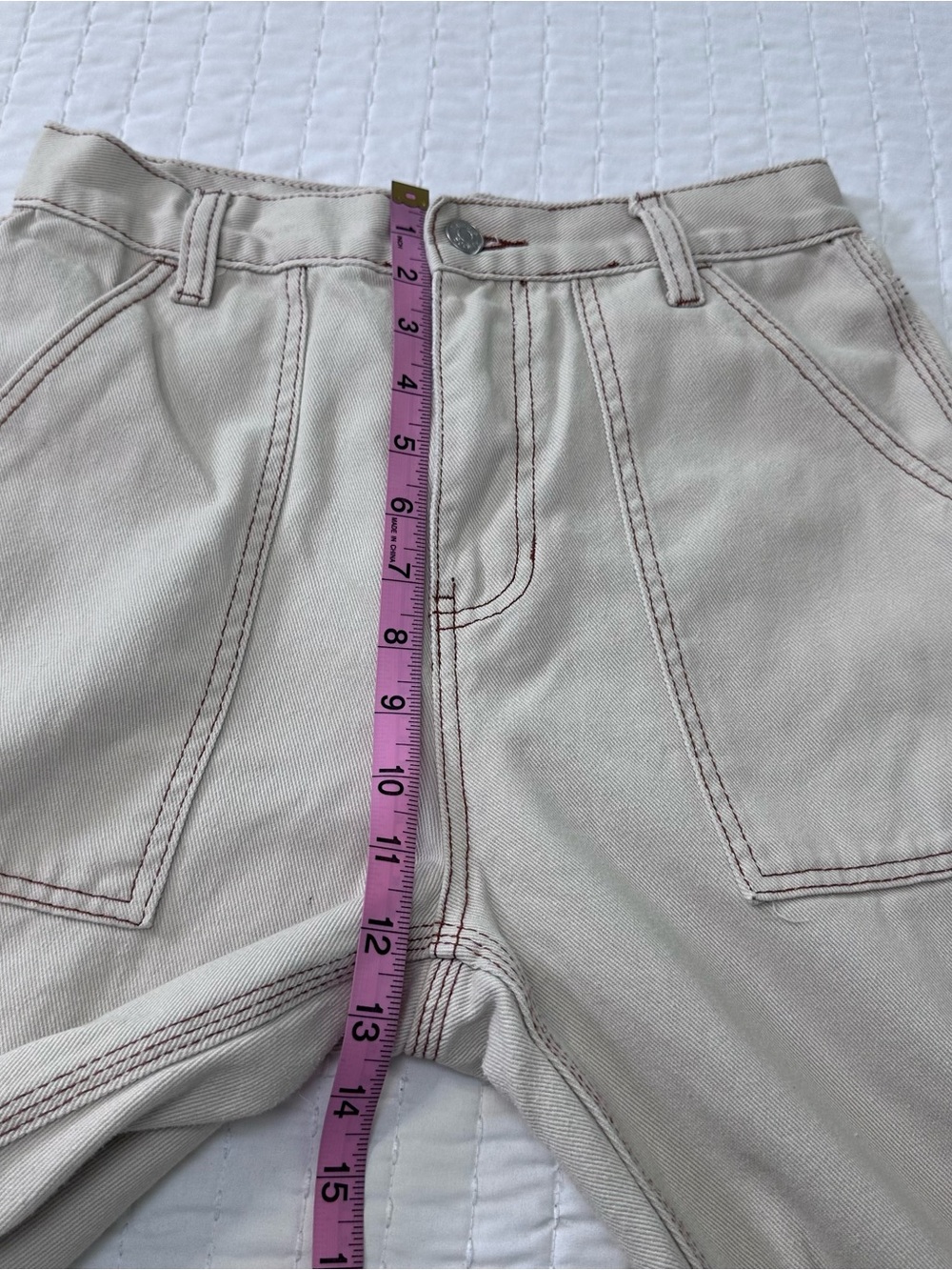 High-Rise Carpenter Jeans in Light Beige/Tan Preppy in Size 5/27 Wide Leg - Picture 9 of 14